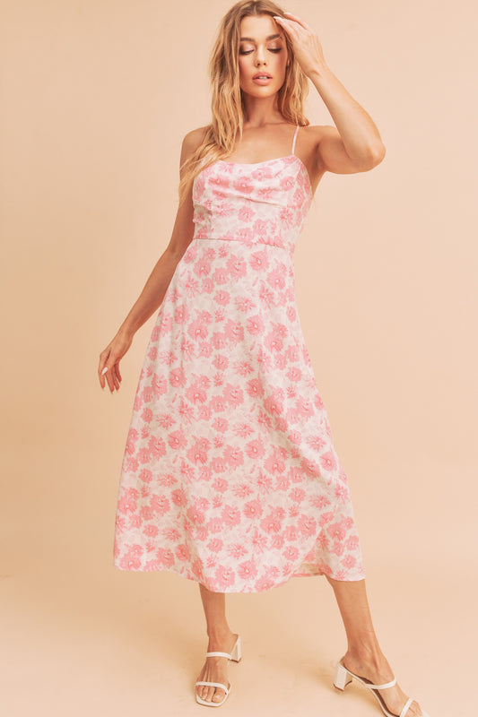 Floral Midi Dress in Rose Print